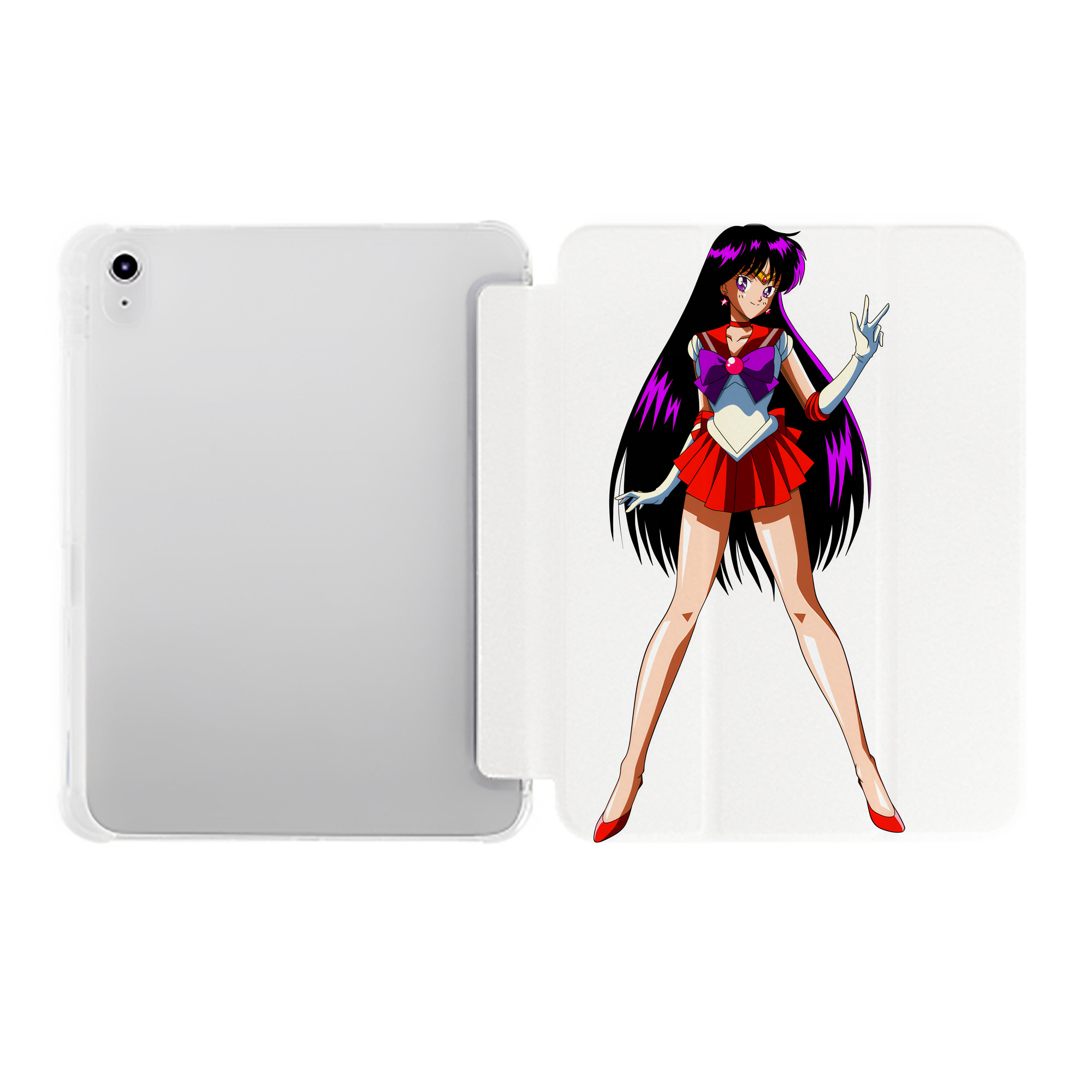（画像用） 美少女戦士セーラームーン 火野レイ ひの レイ Sailor Moon Hino Rei （セーラーマーズ,Sailor Mars） IPad ケース ペン収納付き 三つ折りスタンド PUレザー×シリコン 対応機種9.5/10.5/10.9インチ